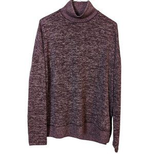 Women's Time and Tru mock neck sweater, spacedye purple, size M